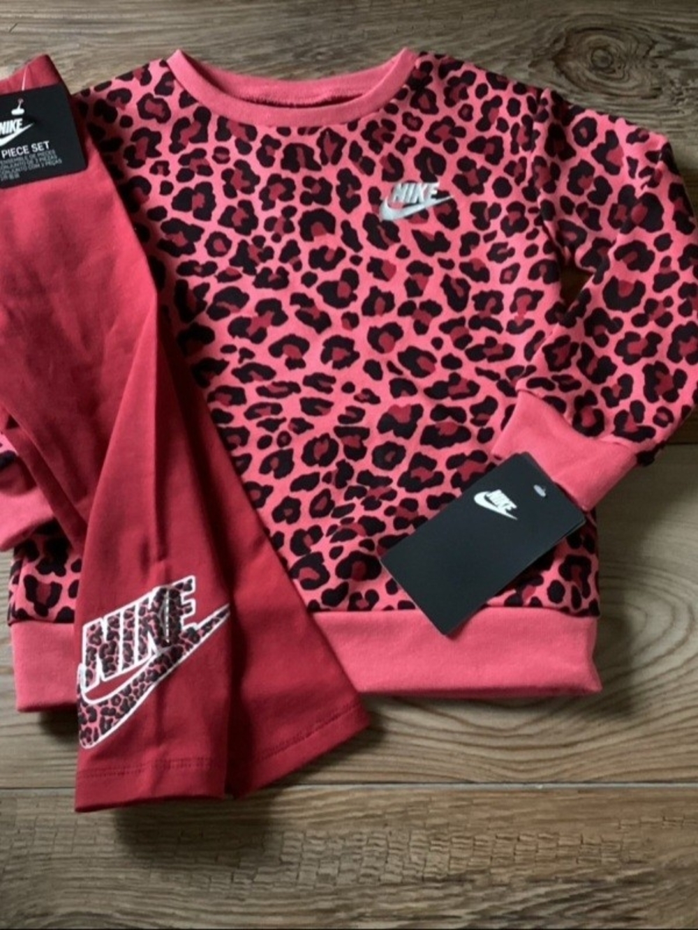 Nike Girls' Pink Leopard Crew Sweatshirt & Leggings Set Size 2T(NWT)